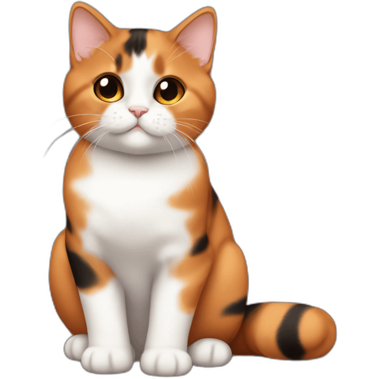 Orange brown black Chubby calico cute baby cat emoji