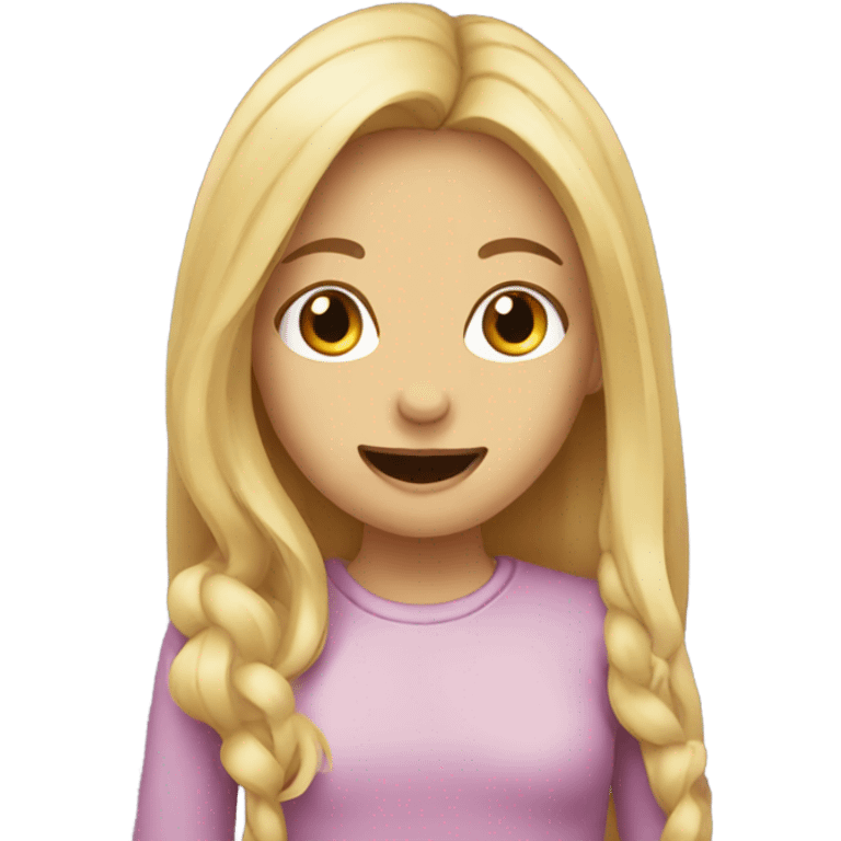  Blonde long hair girl eating emoji