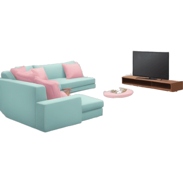 pastel Barbie pink living room with christmas tree and a sofa and a tv emoji