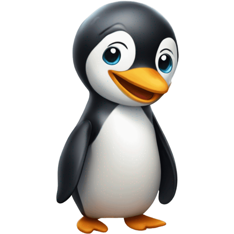 Penguin smiling with fun emoji