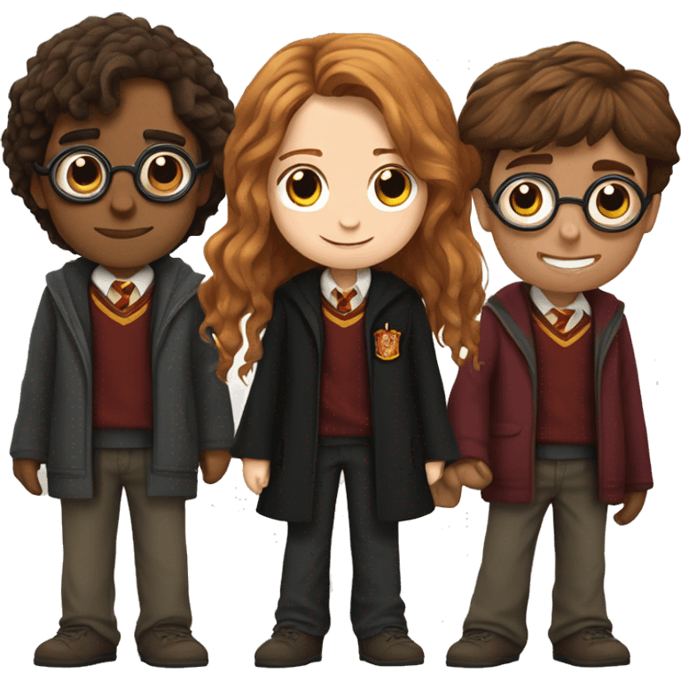 Harry Potter with Hermione Granger and Ron Weasley emoji