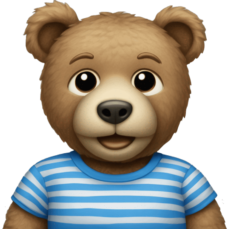 Teddy bear wearing blue stripy T-shirt emoji