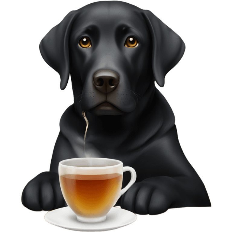 black labrador drinking tea emoji