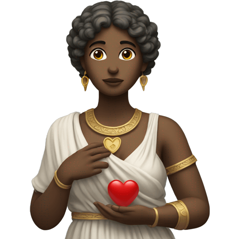 Greek Sappho holds a heart in her hand emoji