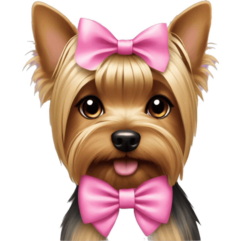 Yorkshire terrier wearing a pink bow emoji