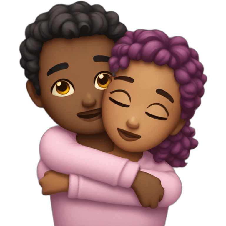 Couple snuggle tight emoji