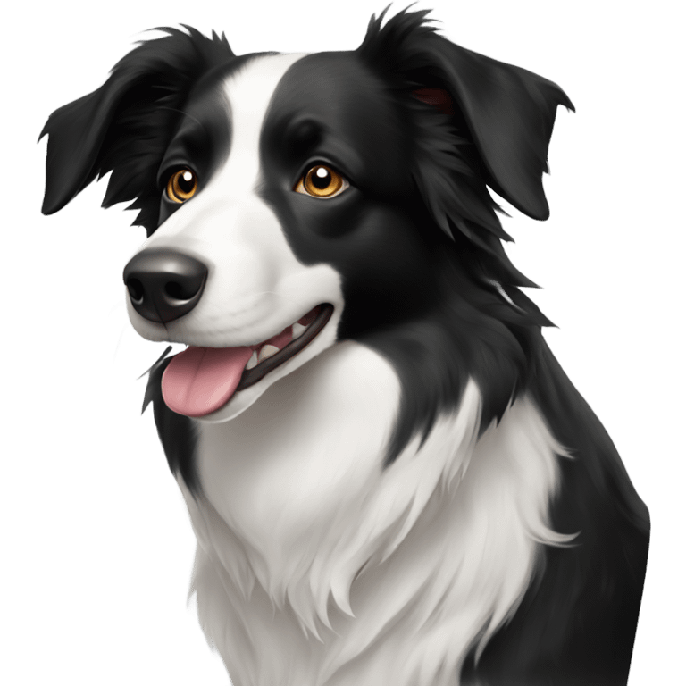 Black and white Border collie emoji