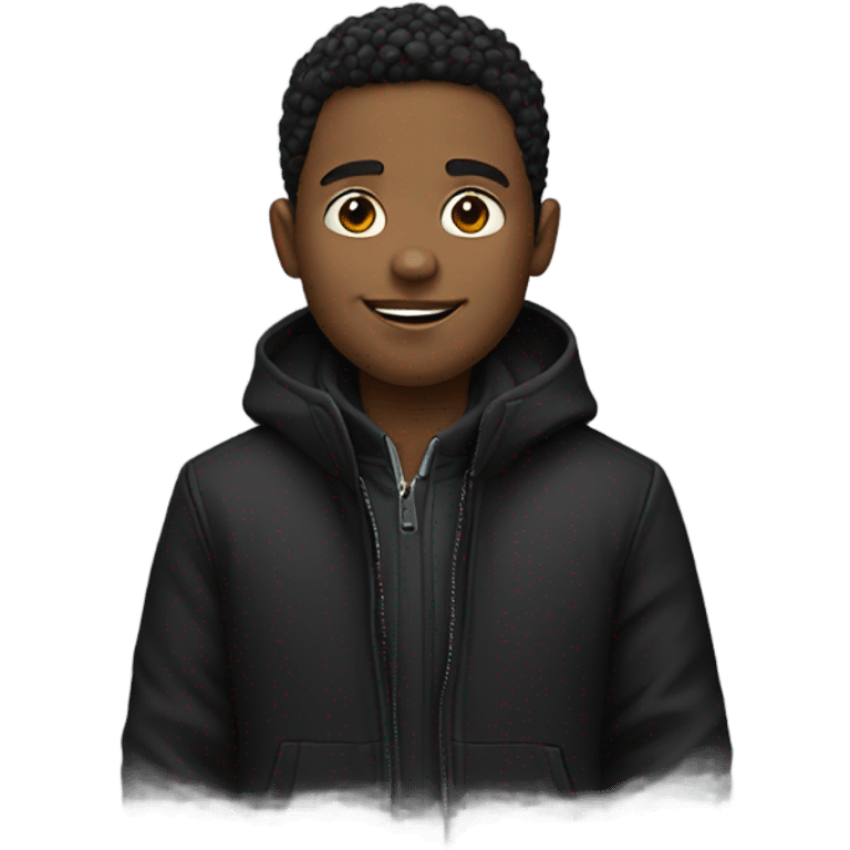 smiling boy in black jacket emoji