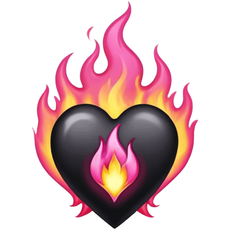 black heart with pink flame emoji