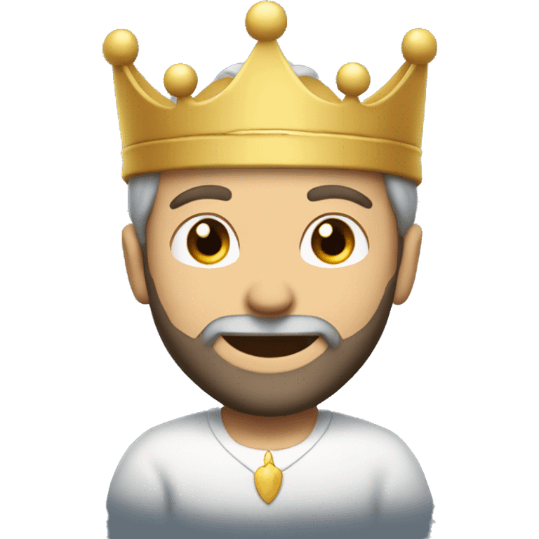 smiling boy with beard white patch of hair on the temples and a crown emoji