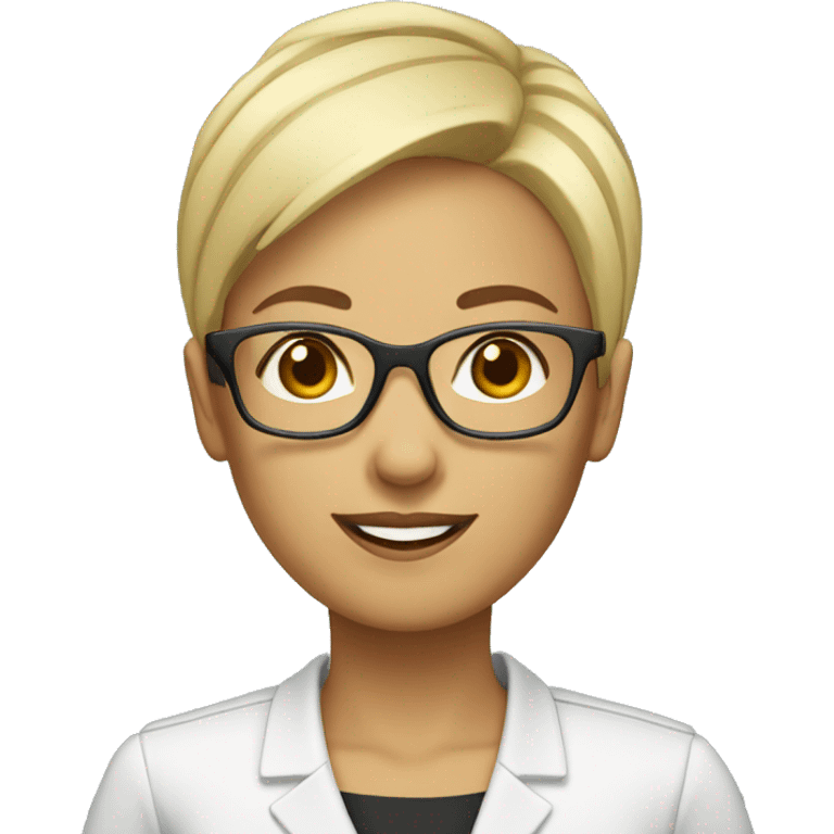 female Teacher with file glasses blonde pixie haircut emoji