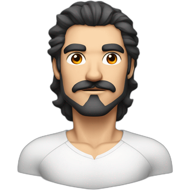 Cartoon, male, heroic, black hair, grey temples, thick mustache, square jaw, red costume, white chest, silver shoulders, white sleeves emoji