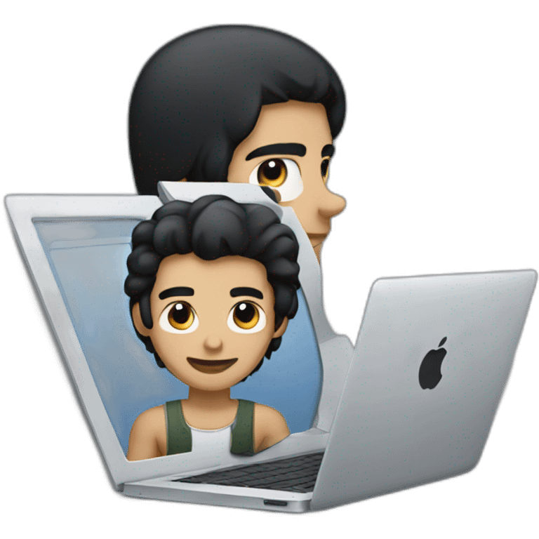 men with black hair working on a mac emoji