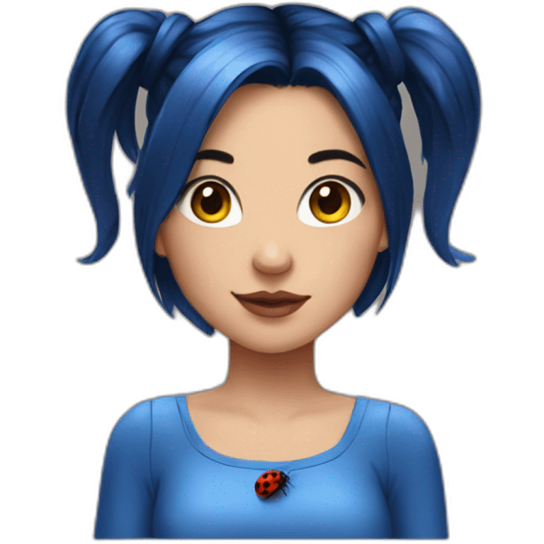 girl with dark blue hair twintails and ladybug costume emoji