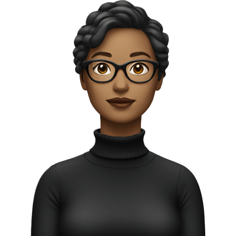 woman in glasses and black turtleneck emoji