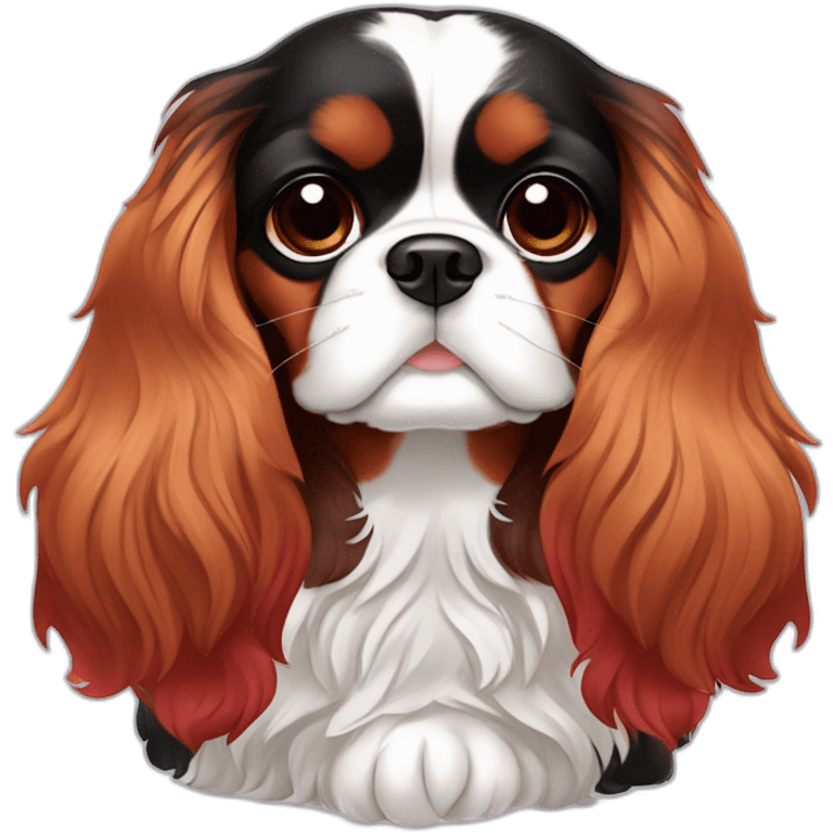 Cavalier King Charles Spaniel tricolor and cherry emoji