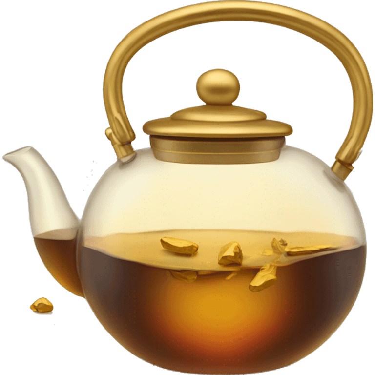 glass tea kettle with gold tea emoji