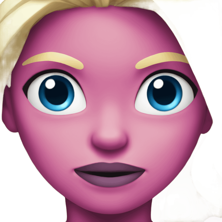 Female pink hulk with blonde hair and blue eyes emoji