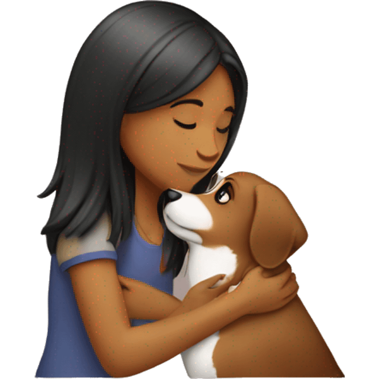 girl with dog kissing emoji