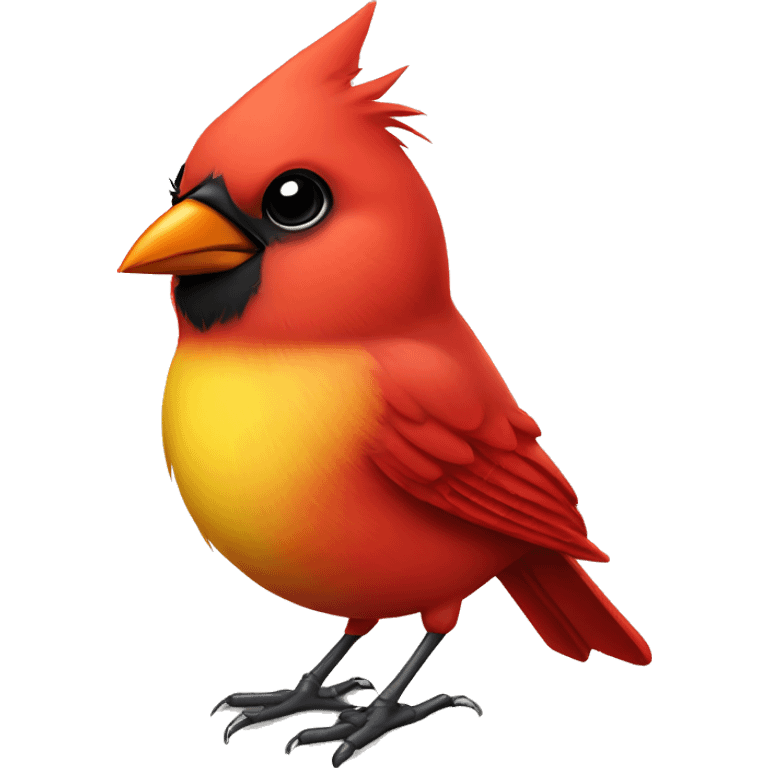 cute cardinal bird, red and yellow beak, cute and cool emoji