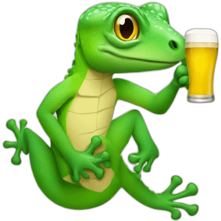 cool gecko drinking beer emoji