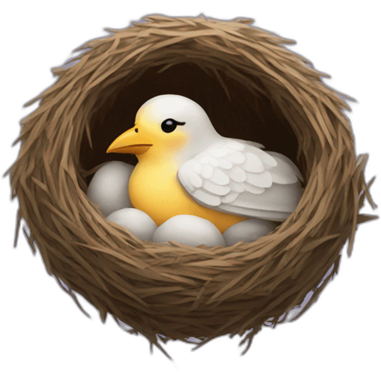 a bird asleep in its nest emoji