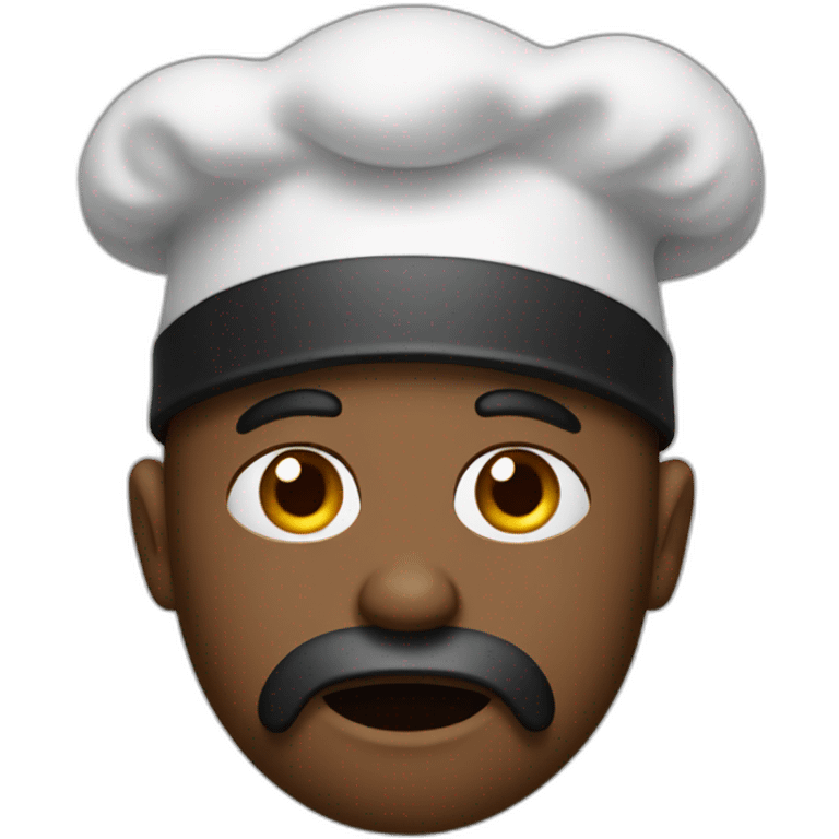 One Black with cheff hat and worried face emoji