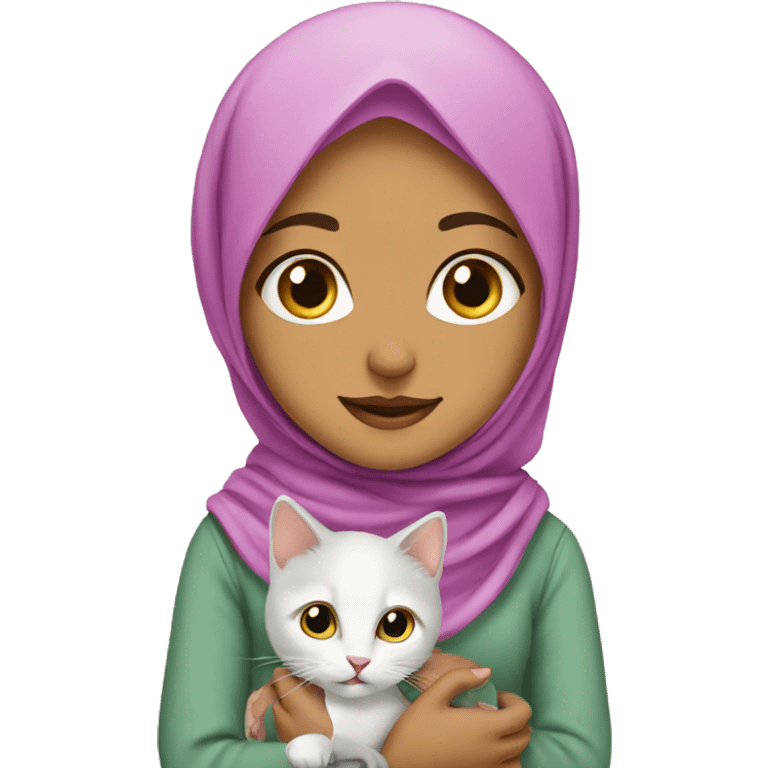 Pakistani hijabi girl with kitten emoji