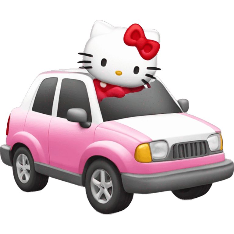 Hello kitty driving emoji