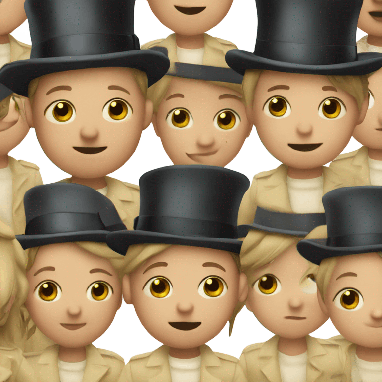 Down syndrome kid with a top hat emoji