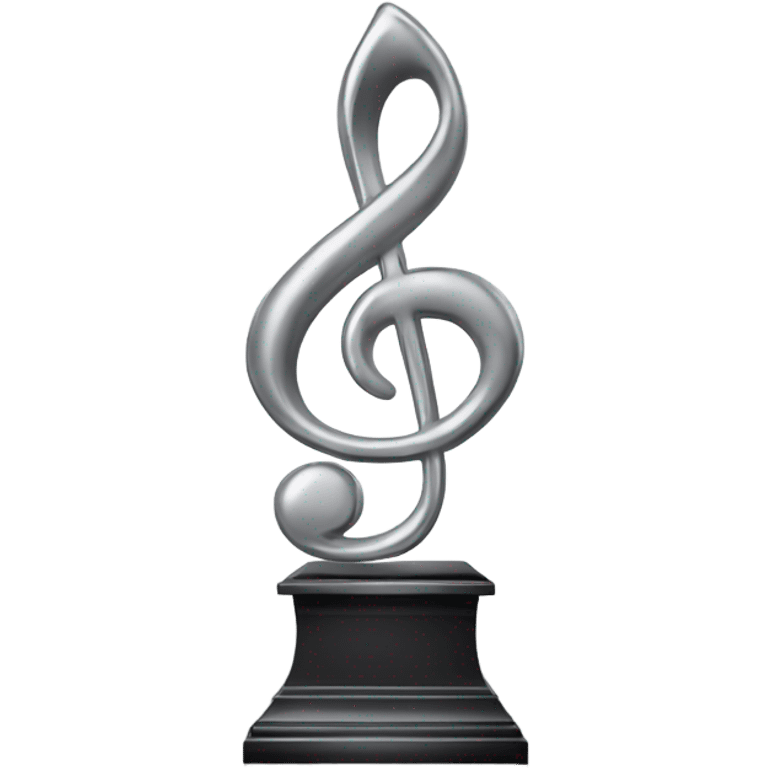 Realistic beautiful isolated silver music note trophy. emoji