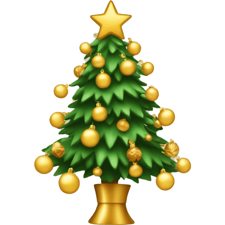 Decorated Christmas tree with golden lights emoji