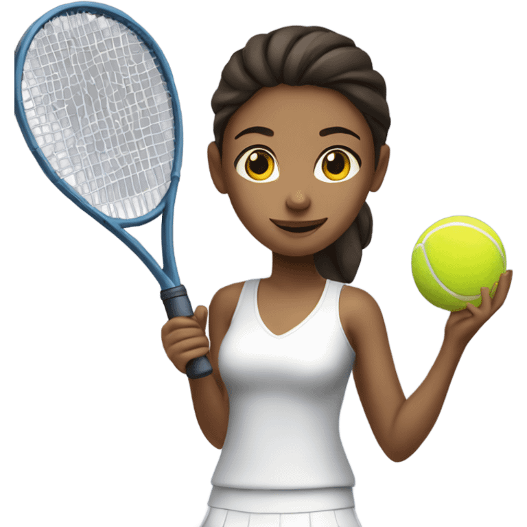 Brunette girl playing tennis emoji