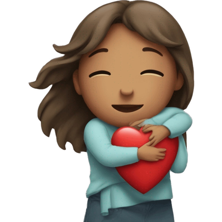 Girl and bout hugging with heart on top of them emoji