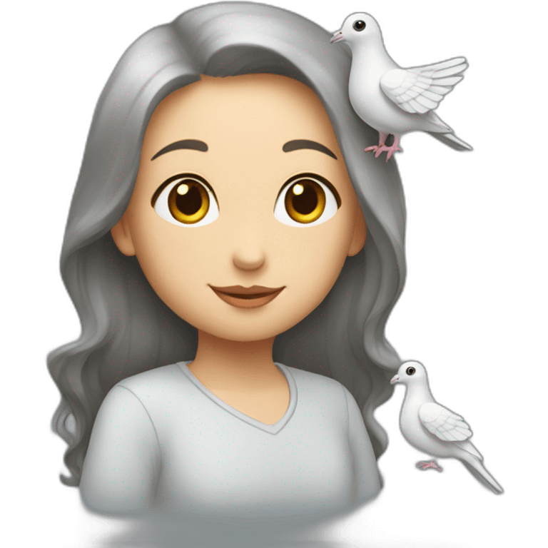 Pigeon avec une fille sur lui  emoji