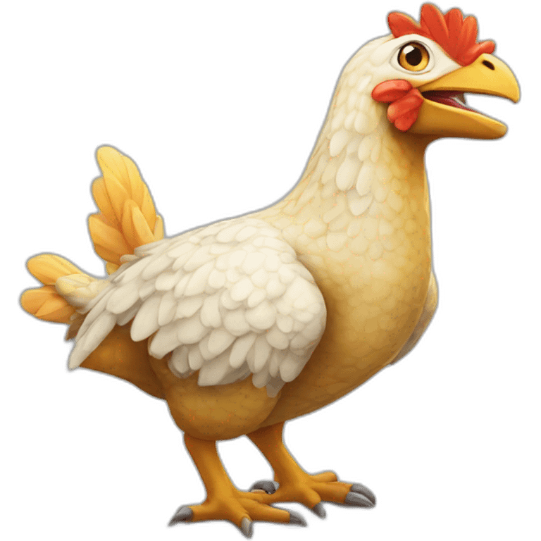 Poulet sur un dinosaure emoji