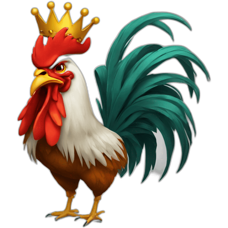 angry rooster having a crown on his head emoji