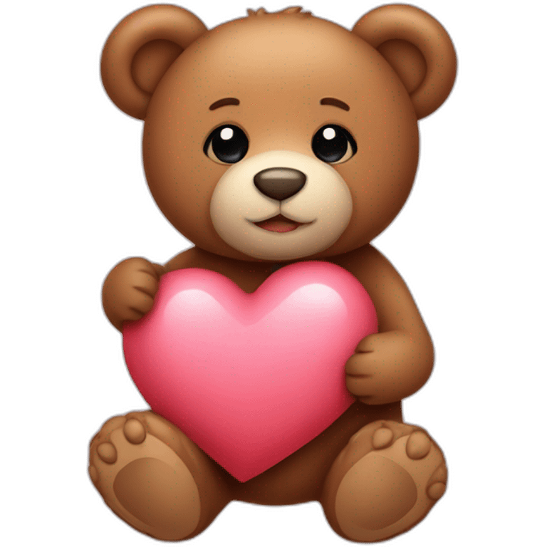 Teddy bear holding heart emoji