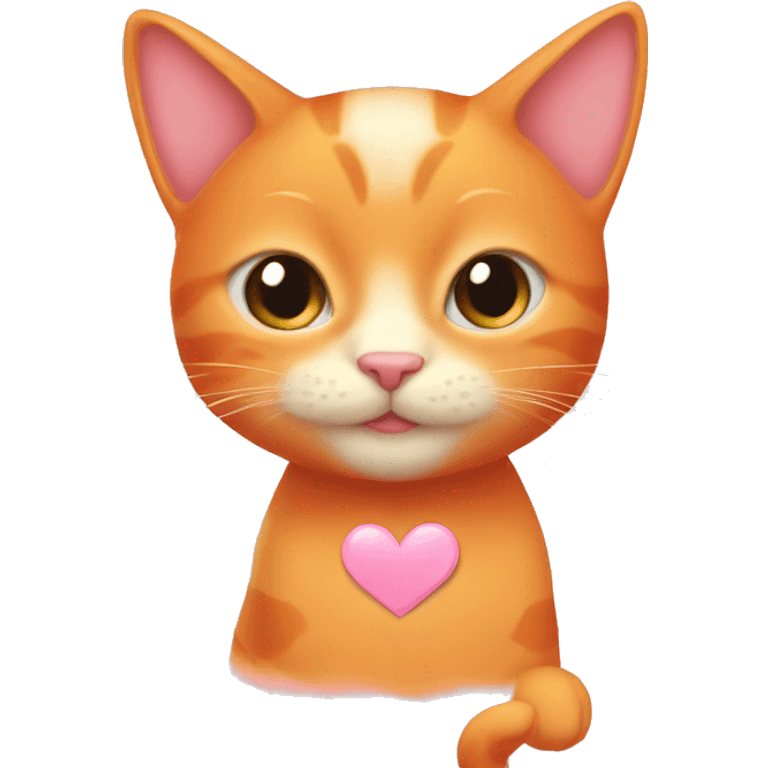 Orange cat with baby pink heart  emoji