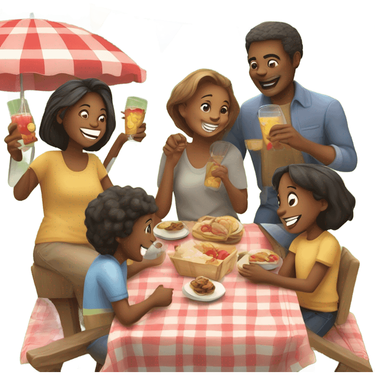 happy family gathering outdoors emoji