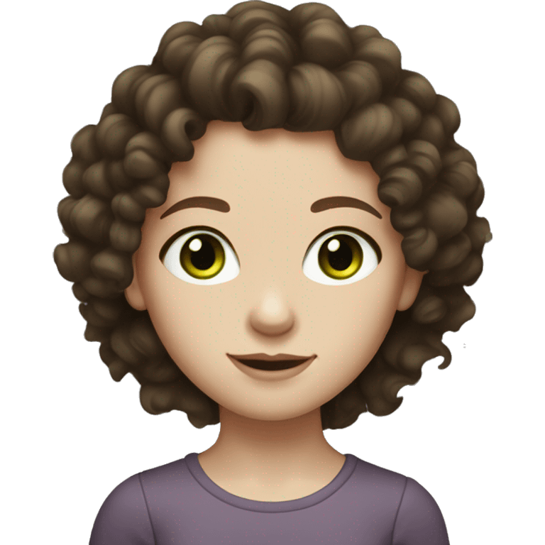 girl with pale skin green eyes dark brown curly hair and freckles emoji