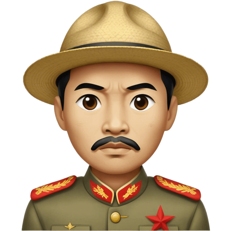 Cinematic Realistic Ho Chi Minh Portrait Emoji, depicted as a determined revolutionary leader in traditional attire with a humble expression, rendered with lifelike textures and soft natural lighting that captures his enduring legacy. emoji