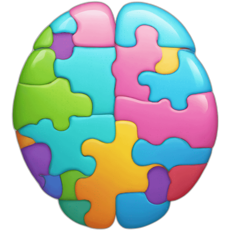 brain divided to the 4 colorful puzzles emoji