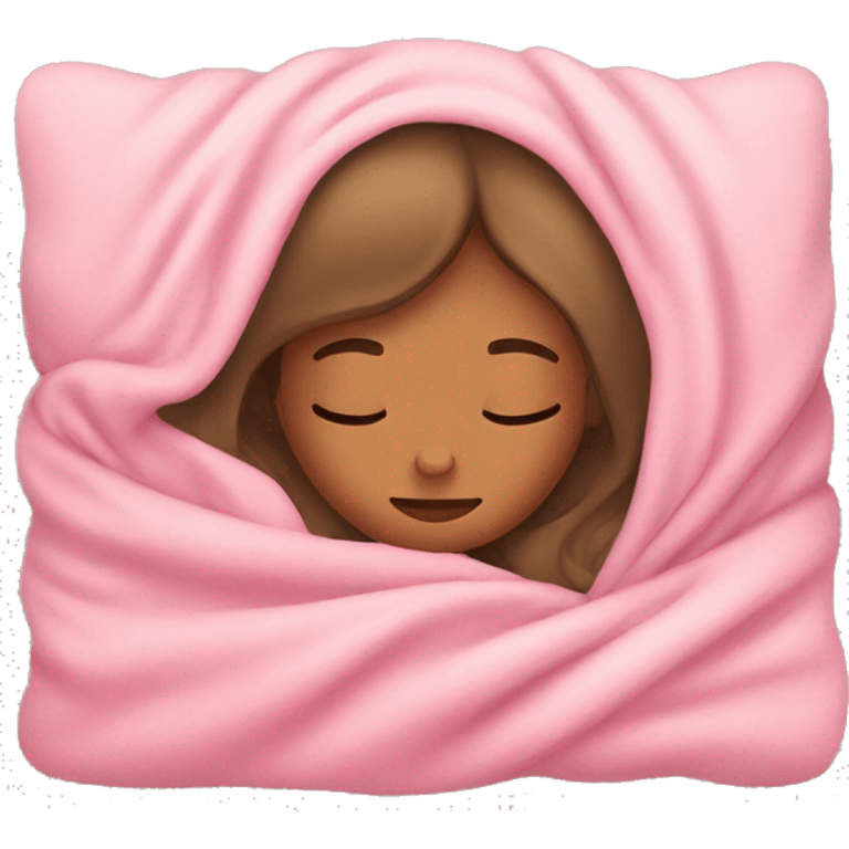 tan girl sleeping with pink blanket  emoji