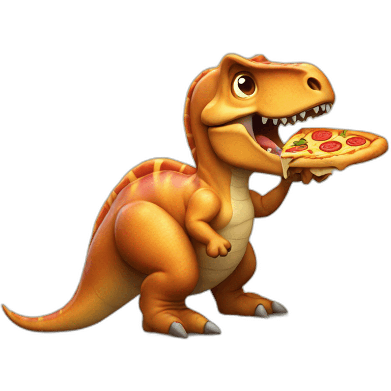 dinosaur eating pizza emoji