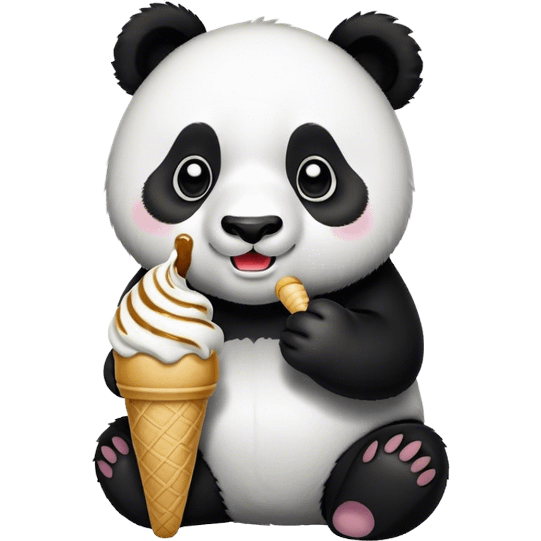 Panda eating ice cream emoji