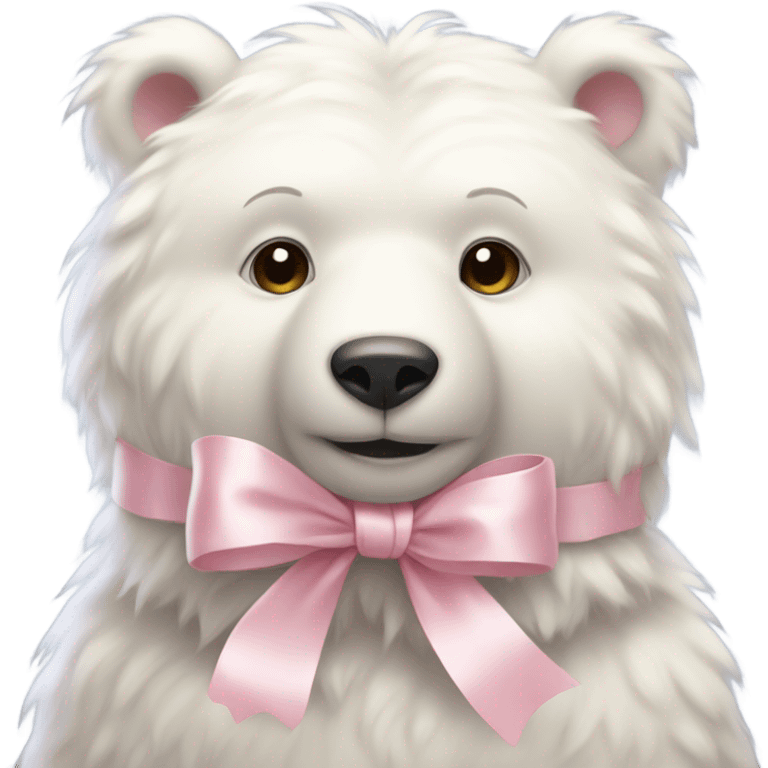 White Bear with pink pastel ribbon emoji