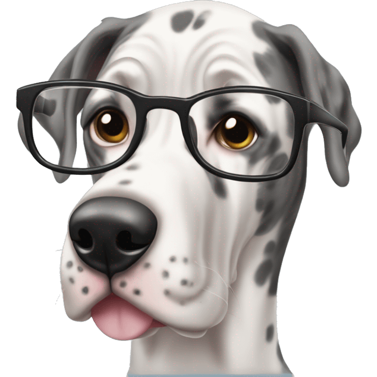 merle great dane with glasses emoji