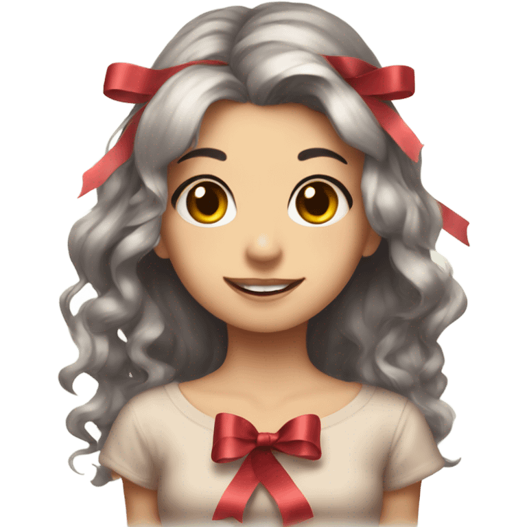 pretty dear with a ribbon on her esr emoji