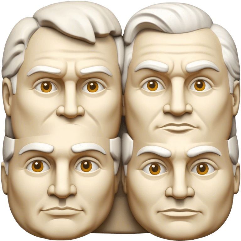 Cinematic Realistic Mount Rushmore Landmark Emoji, showcasing monumental carved presidential faces rendered with crisp textures and dynamic, historical lighting. emoji